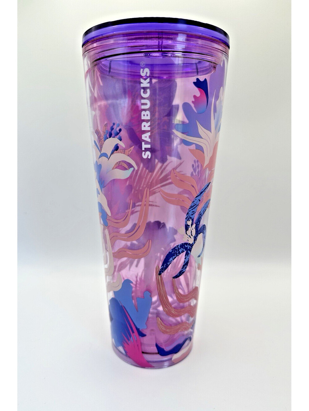 Starbucks Summer 2023 Pink Floral Cold Cup Tumbler Venti 24oz - Missing Straw